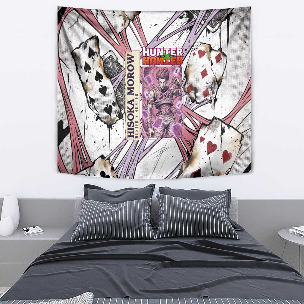 Hisoka Morow Playing Card Theme Tapestry with Magic Aura and Artistic Anime Illustration - The Mazicc