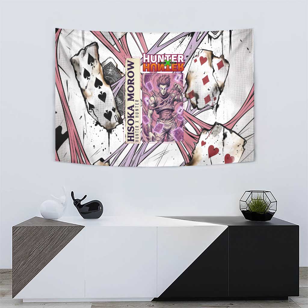 Hisoka Morow Playing Card Theme Tapestry with Magic Aura and Artistic Anime Illustration - The Mazicc