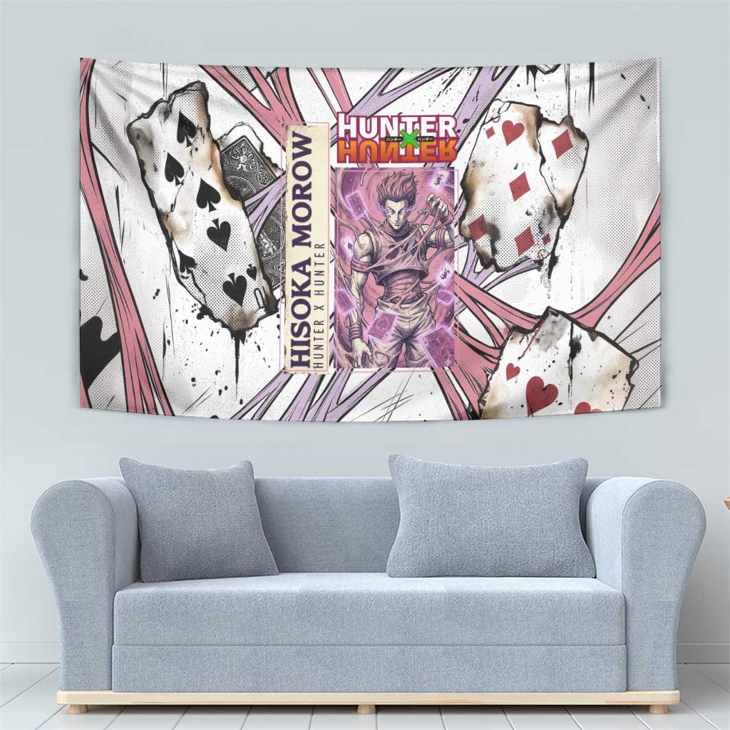 Hisoka Morow Playing Card Theme Tapestry with Magic Aura and Artistic Anime Illustration - The Mazicc