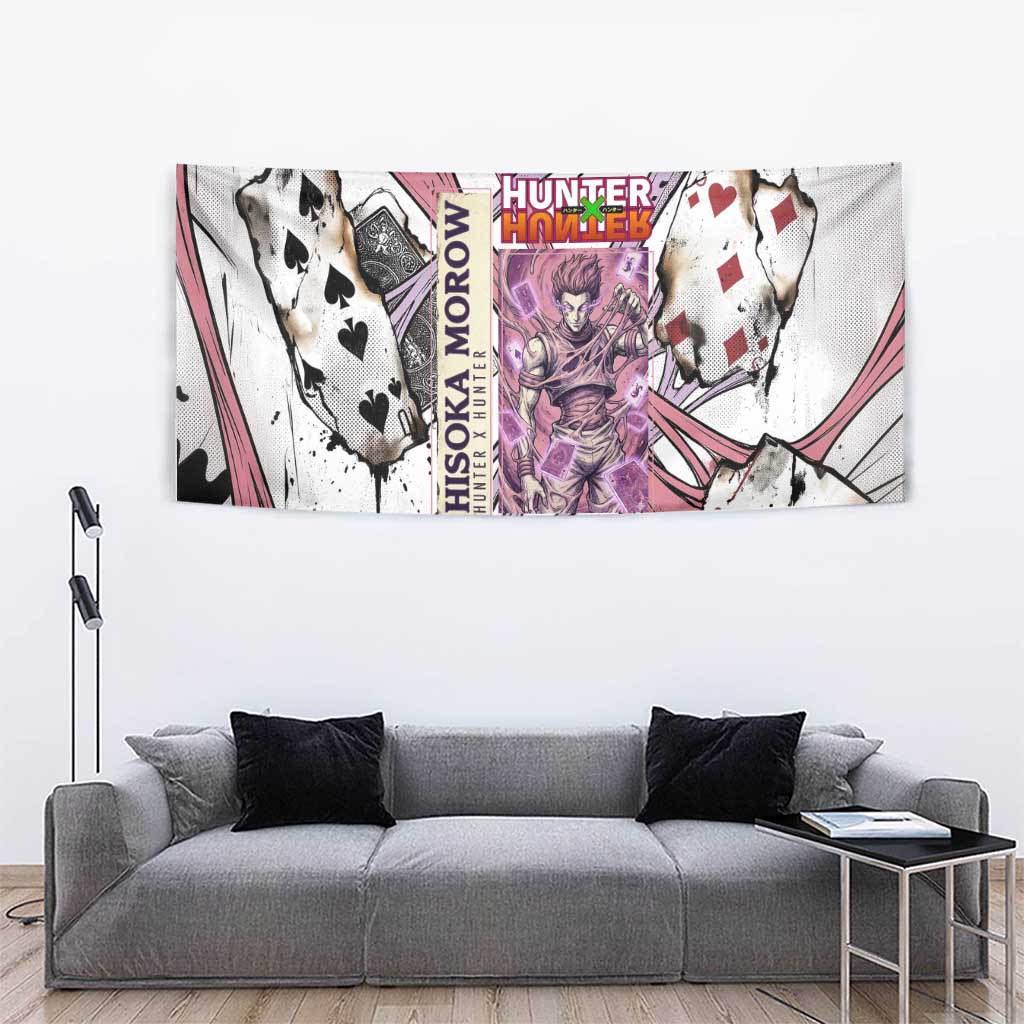 Hisoka Morow Playing Card Theme Tapestry with Magic Aura and Artistic Anime Illustration - The Mazicc