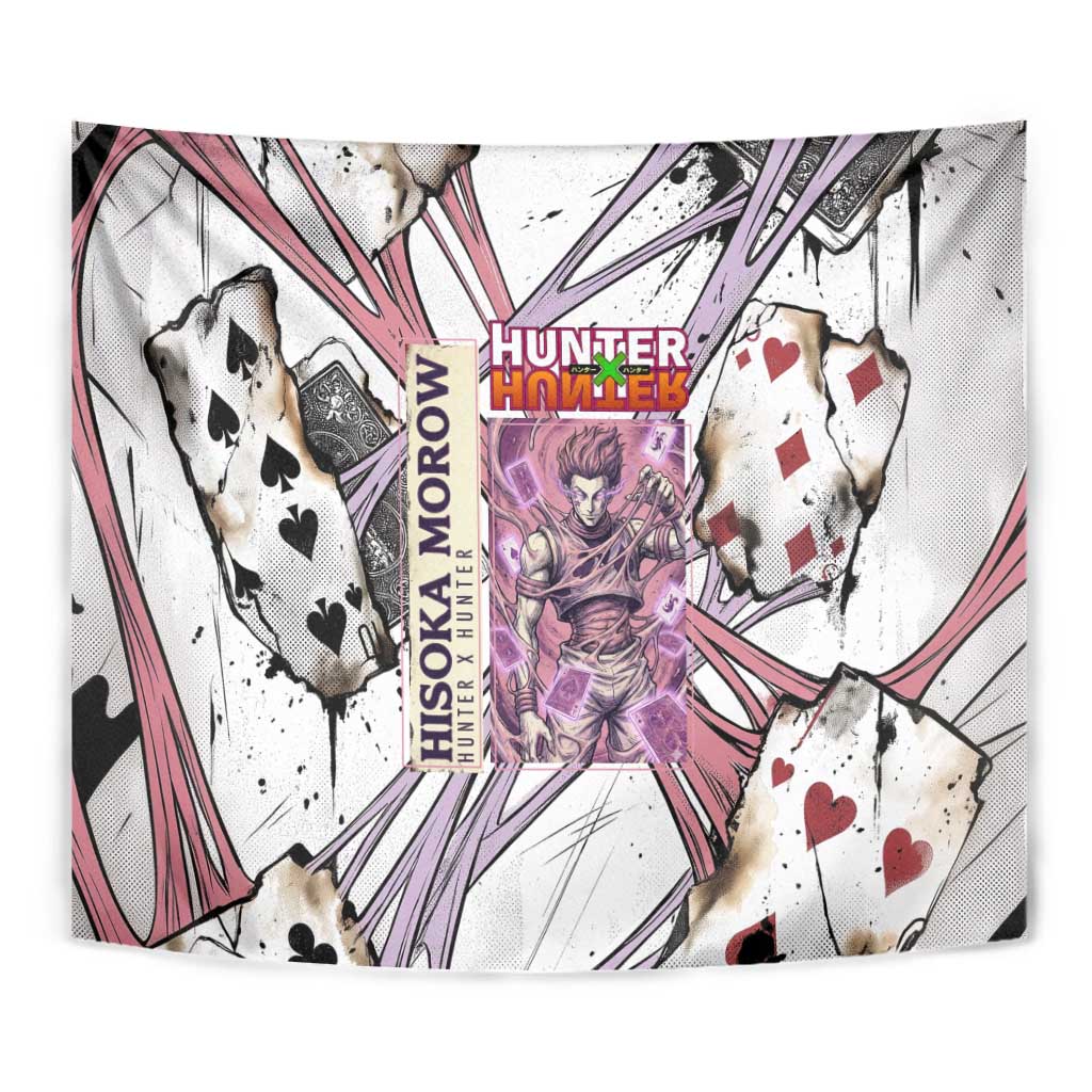 Hisoka Morow Playing Card Theme Tapestry with Magic Aura and Artistic Anime Illustration - The Mazicc