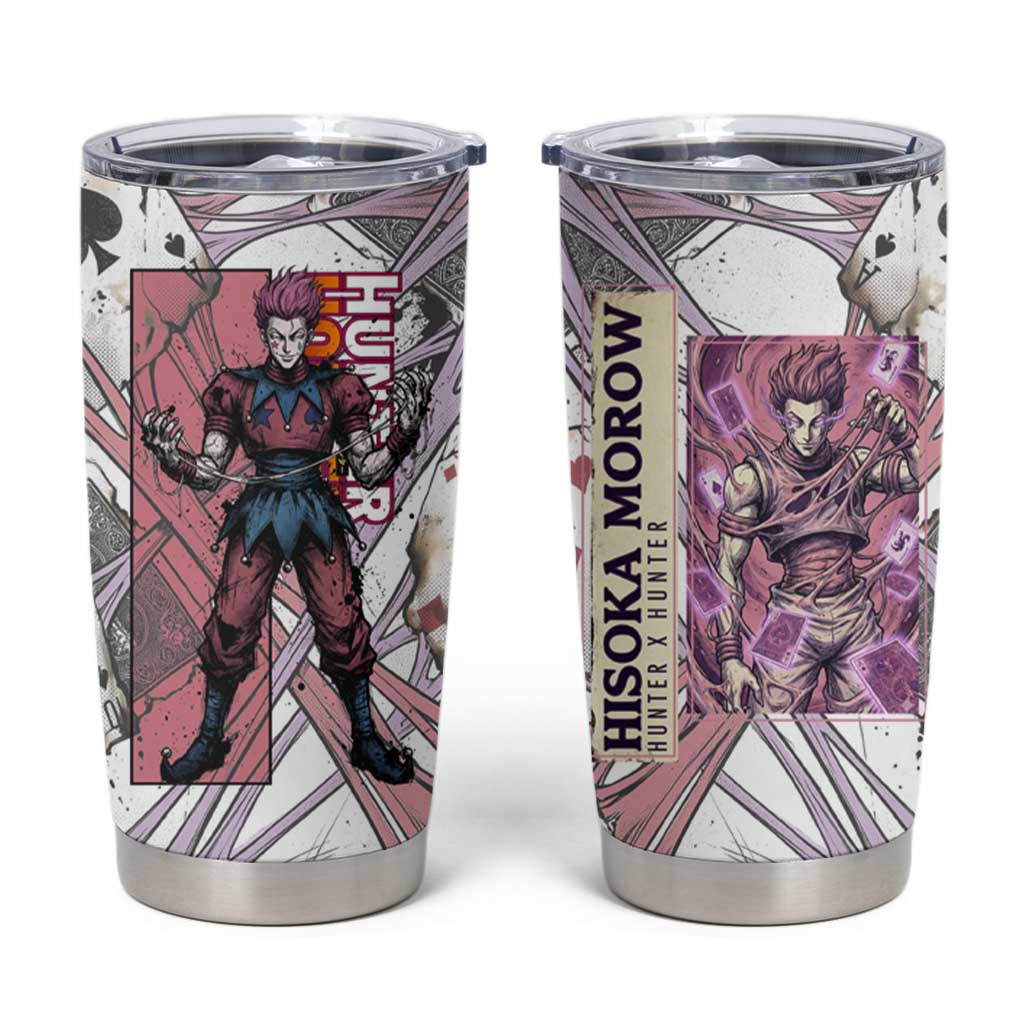 Hisoka Morow Playing Card Theme Tumbler Cup with Magic Aura and Artistic Anime Illustration - The Mazicc