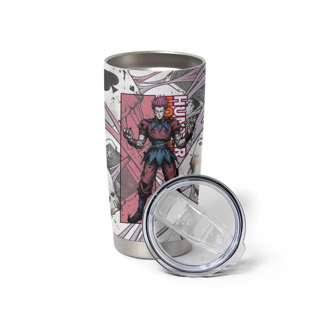 Hisoka Morow Playing Card Theme Tumbler Cup with Magic Aura and Artistic Anime Illustration - The Mazicc