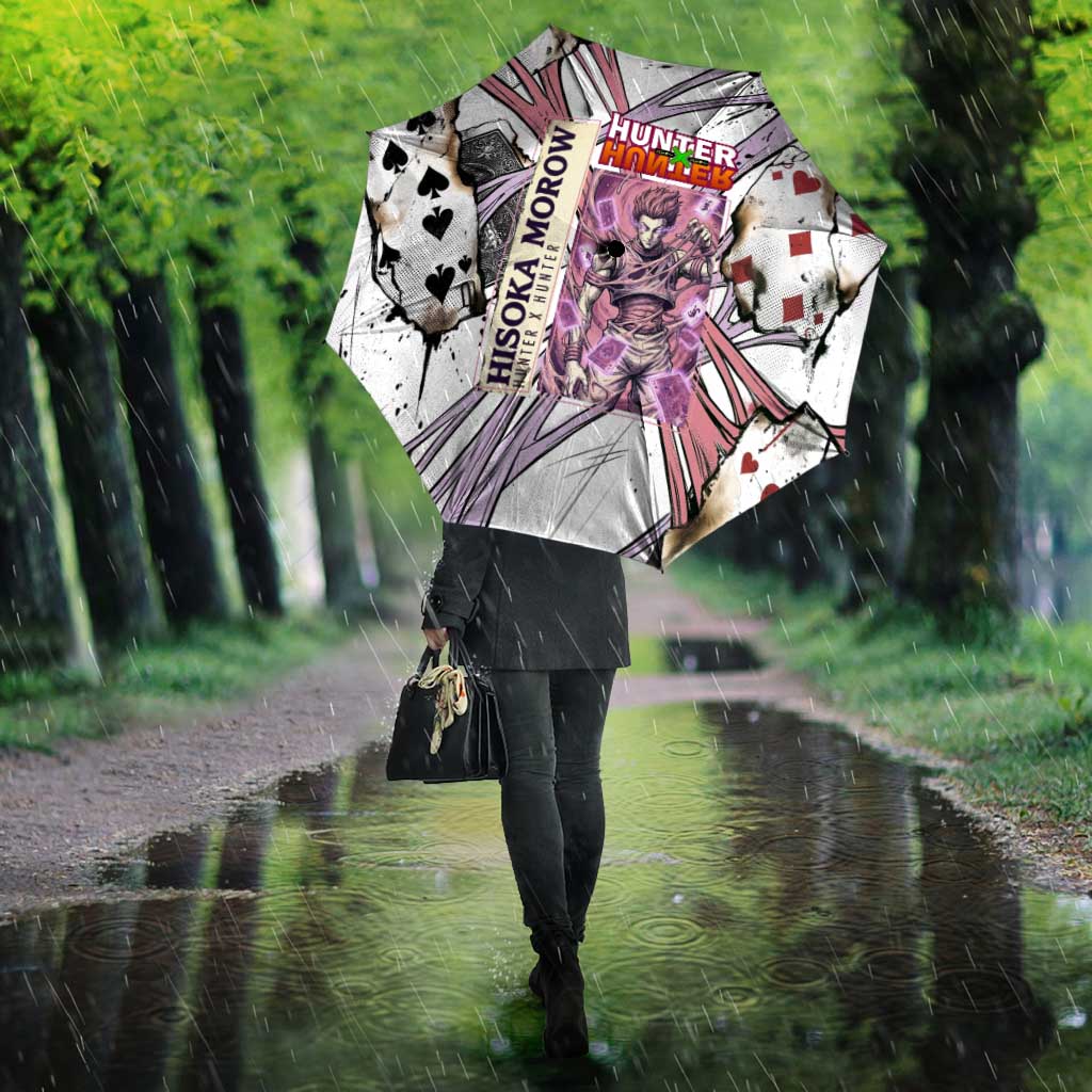 Hisoka Morow Playing Card Theme Umbrella with Magic Aura and Artistic Anime Illustration - The Mazicc