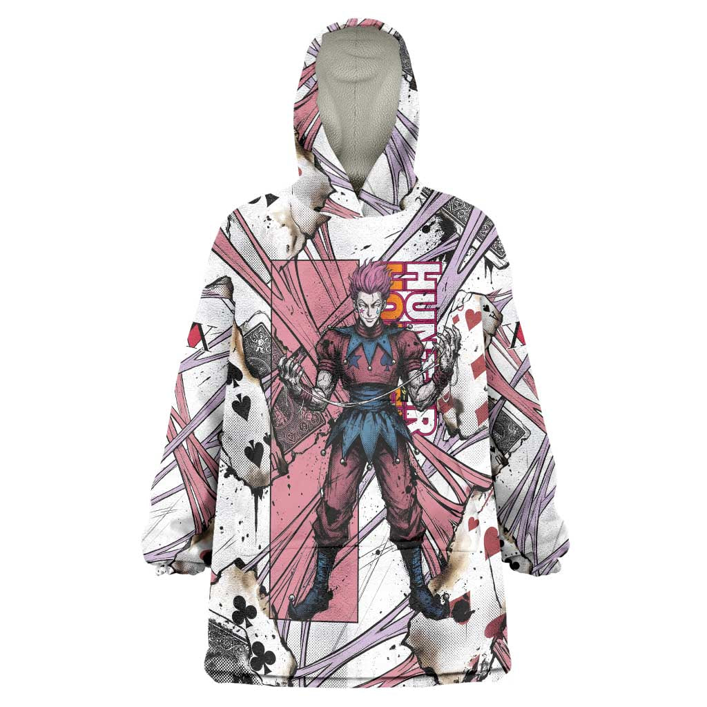 Hisoka Morow Playing Card Theme Wearable Blanket Hoodie with Magic Aura and Artistic Anime Illustration - The Mazicc