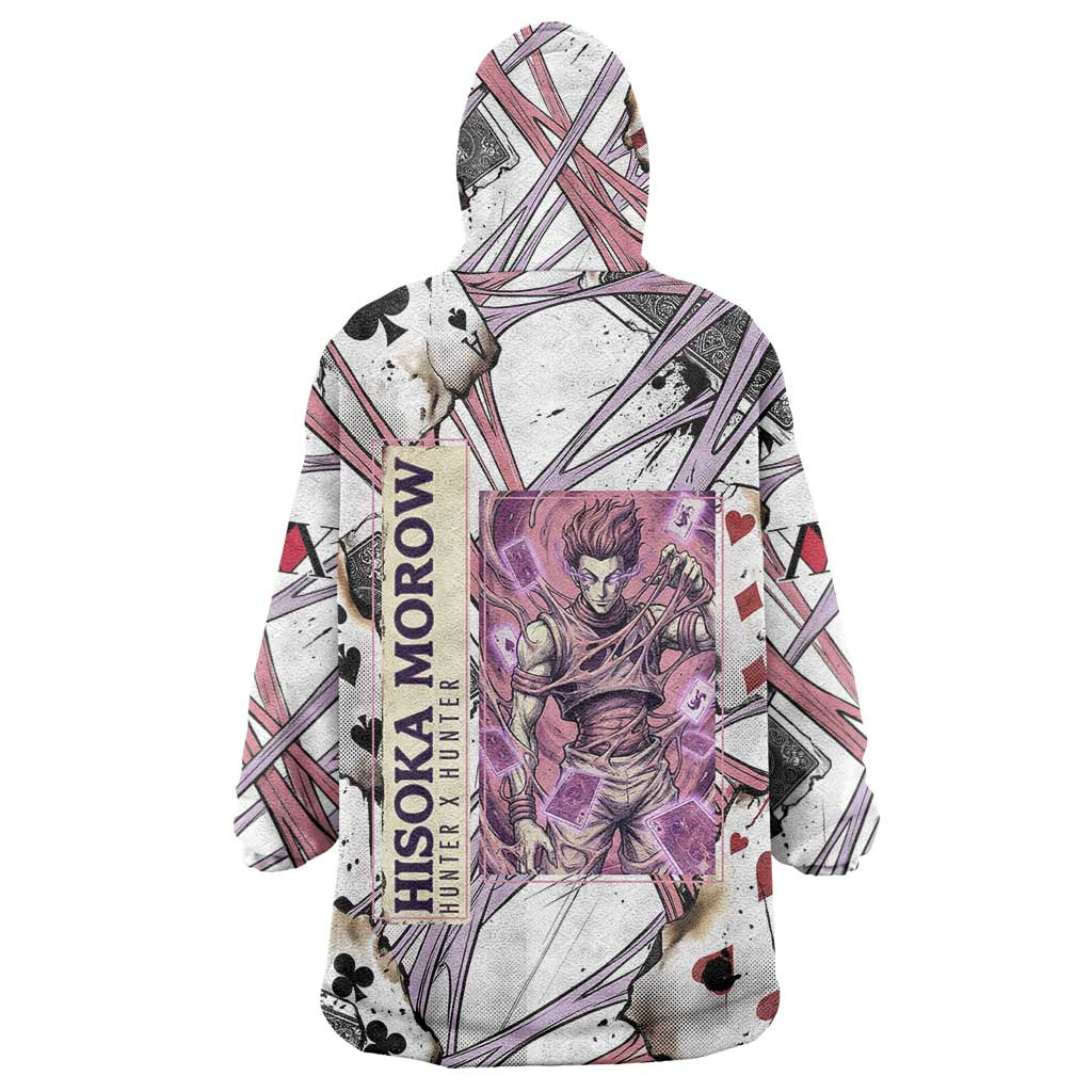 Hisoka Morow Playing Card Theme Wearable Blanket Hoodie with Magic Aura and Artistic Anime Illustration - The Mazicc