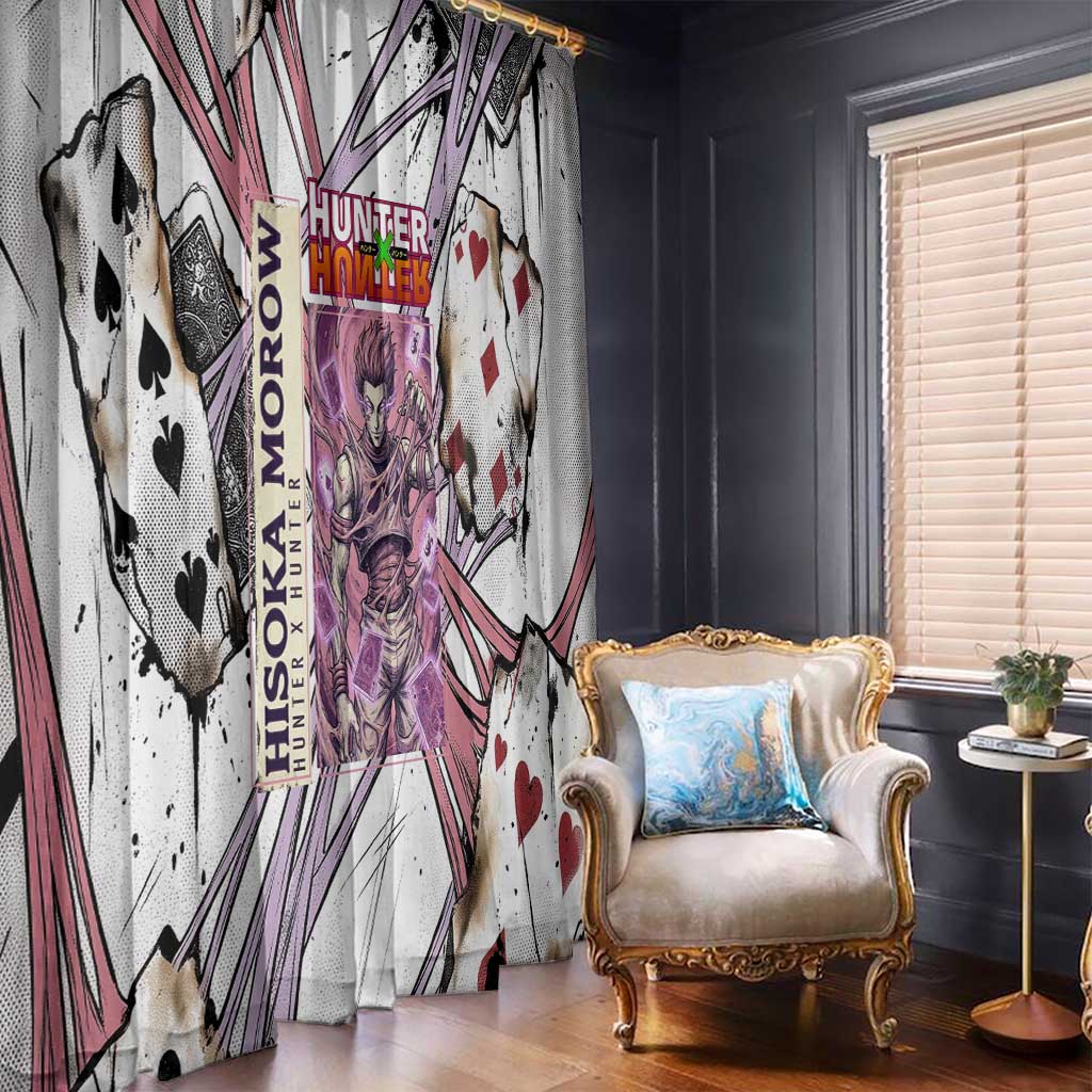Hisoka Morow Playing Card Theme Window Curtain with Magic Aura and Artistic Anime Illustration - The Mazicc