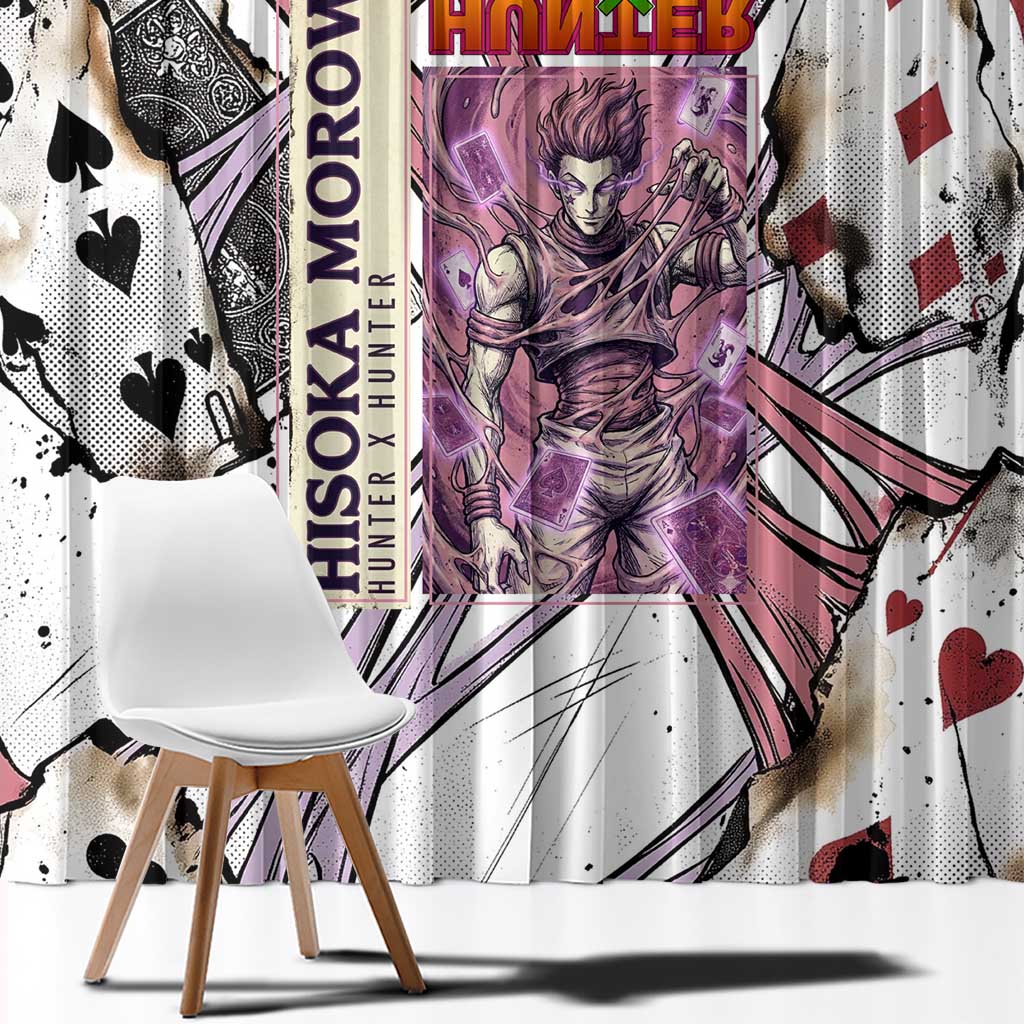 Hisoka Morow Playing Card Theme Window Curtain with Magic Aura and Artistic Anime Illustration - The Mazicc