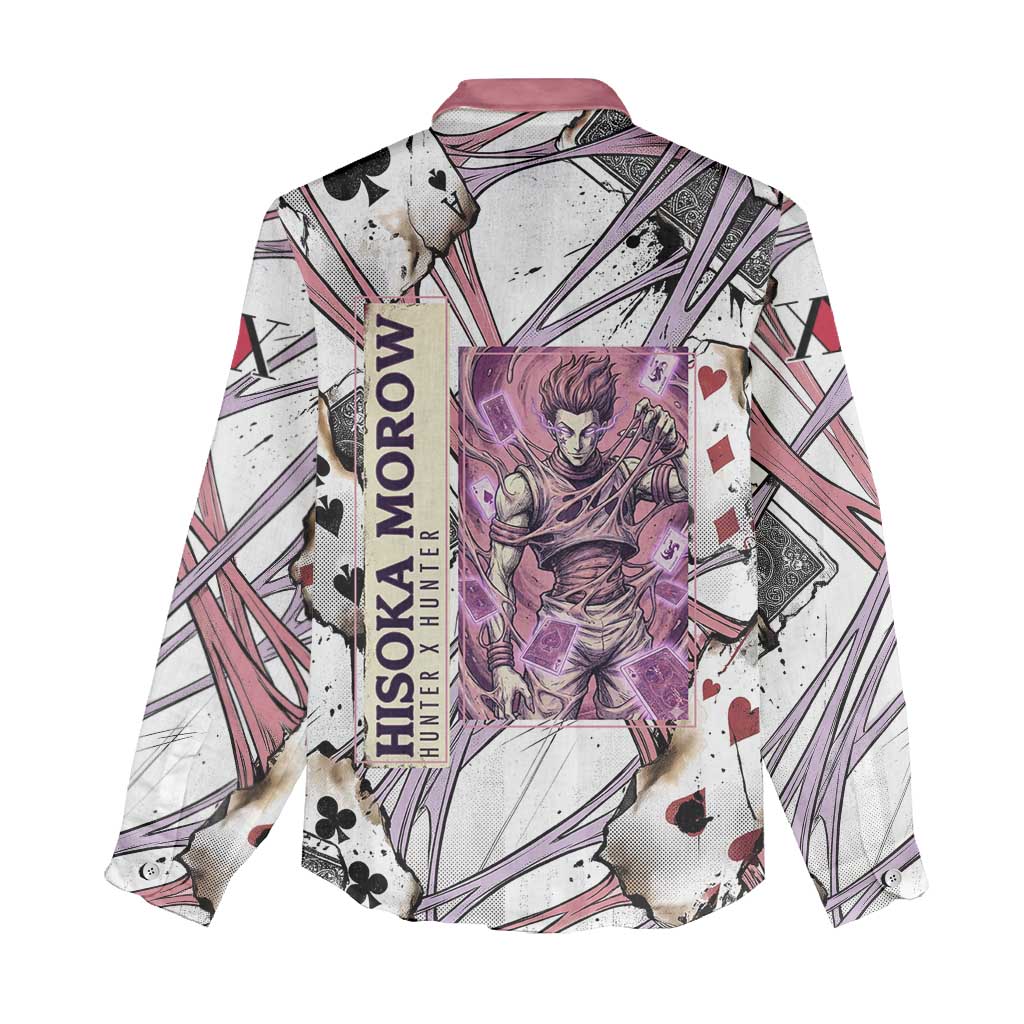 Hisoka Morow Playing Card Theme Women Casual Shirt with Magic Aura and Artistic Anime Illustration - The Mazicc