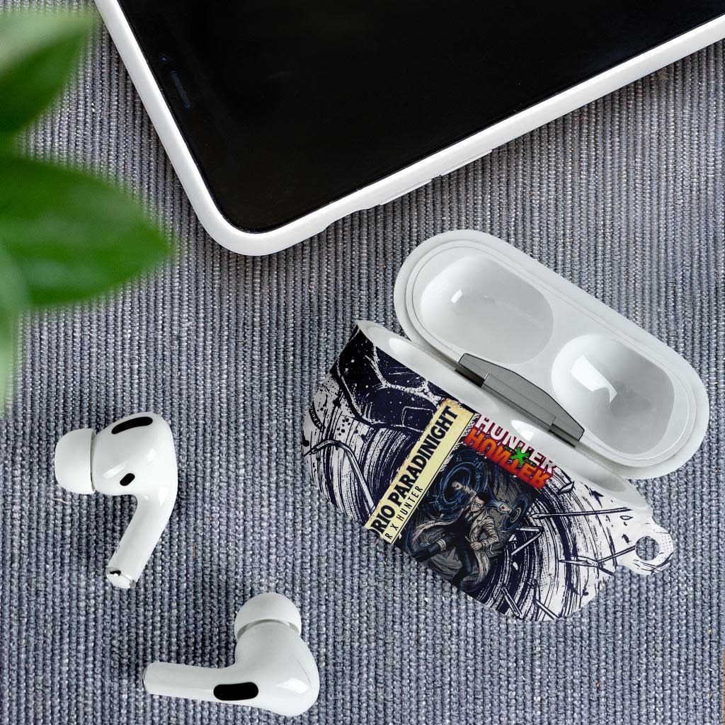 Leorio Paradinight Portal Energy Theme AirPods Case with Dynamic Anime Artwork and Blue Grunge Design - The Mazicc