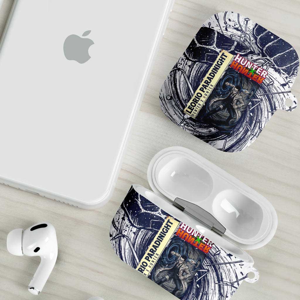 Leorio Paradinight Portal Energy Theme AirPods Case with Dynamic Anime Artwork and Blue Grunge Design - The Mazicc
