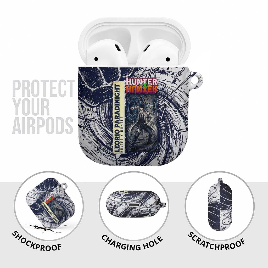 Leorio Paradinight Portal Energy Theme AirPods Case with Dynamic Anime Artwork and Blue Grunge Design - The Mazicc