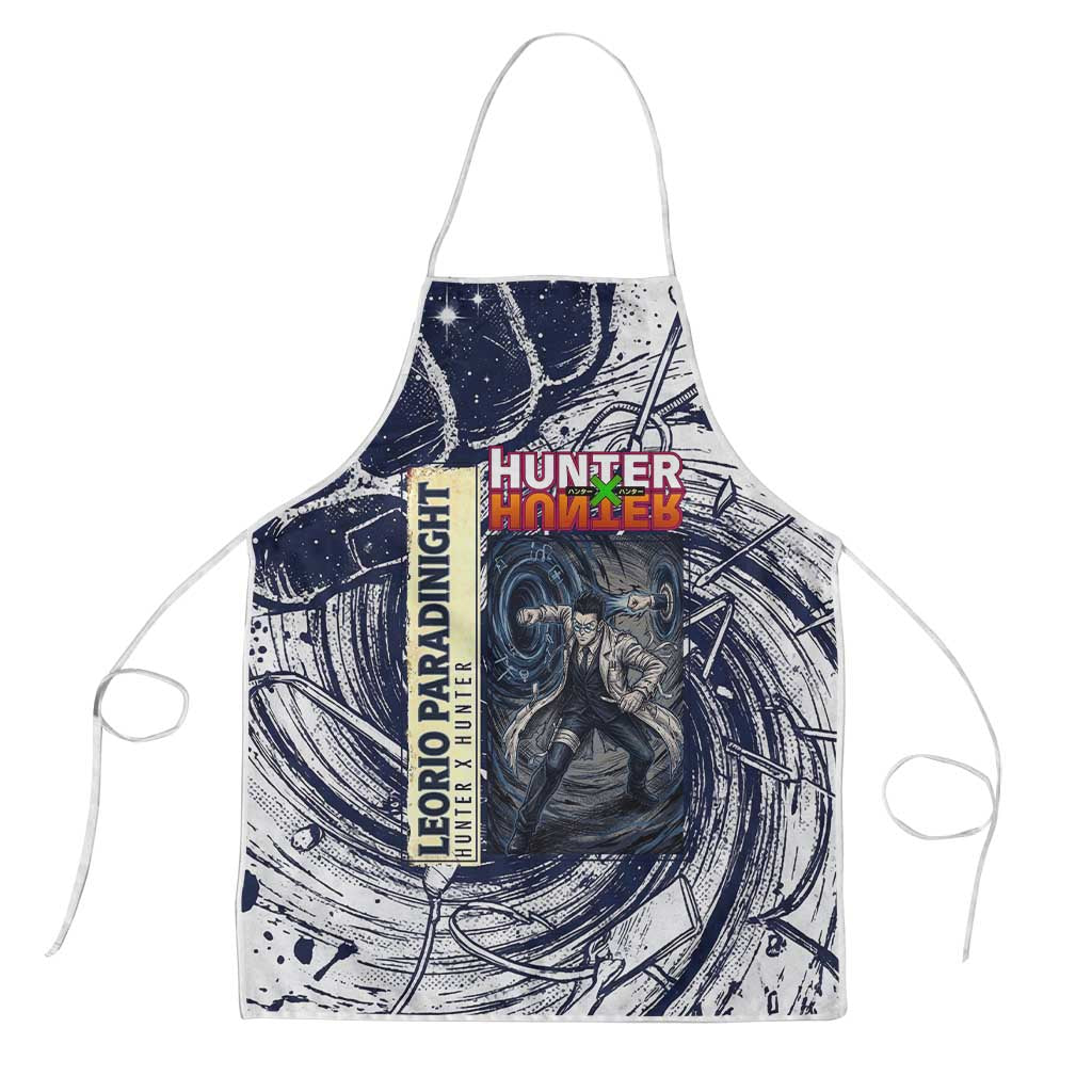 Leorio Paradinight Portal Energy Theme Apron with Dynamic Anime Artwork and Blue Grunge Design - The Mazicc