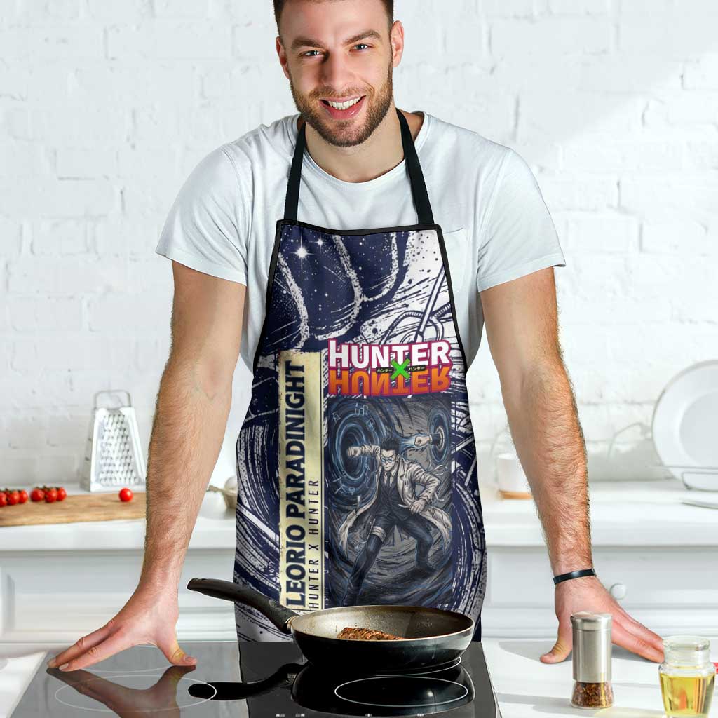 Leorio Paradinight Portal Energy Theme Apron with Dynamic Anime Artwork and Blue Grunge Design - The Mazicc
