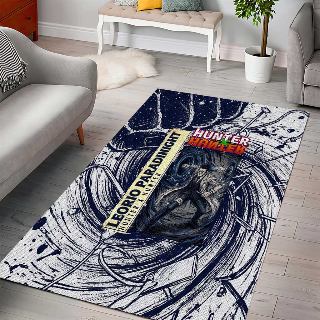Leorio Paradinight Portal Energy Theme Area Rug with Dynamic Anime Artwork and Blue Grunge Design - The Mazicc