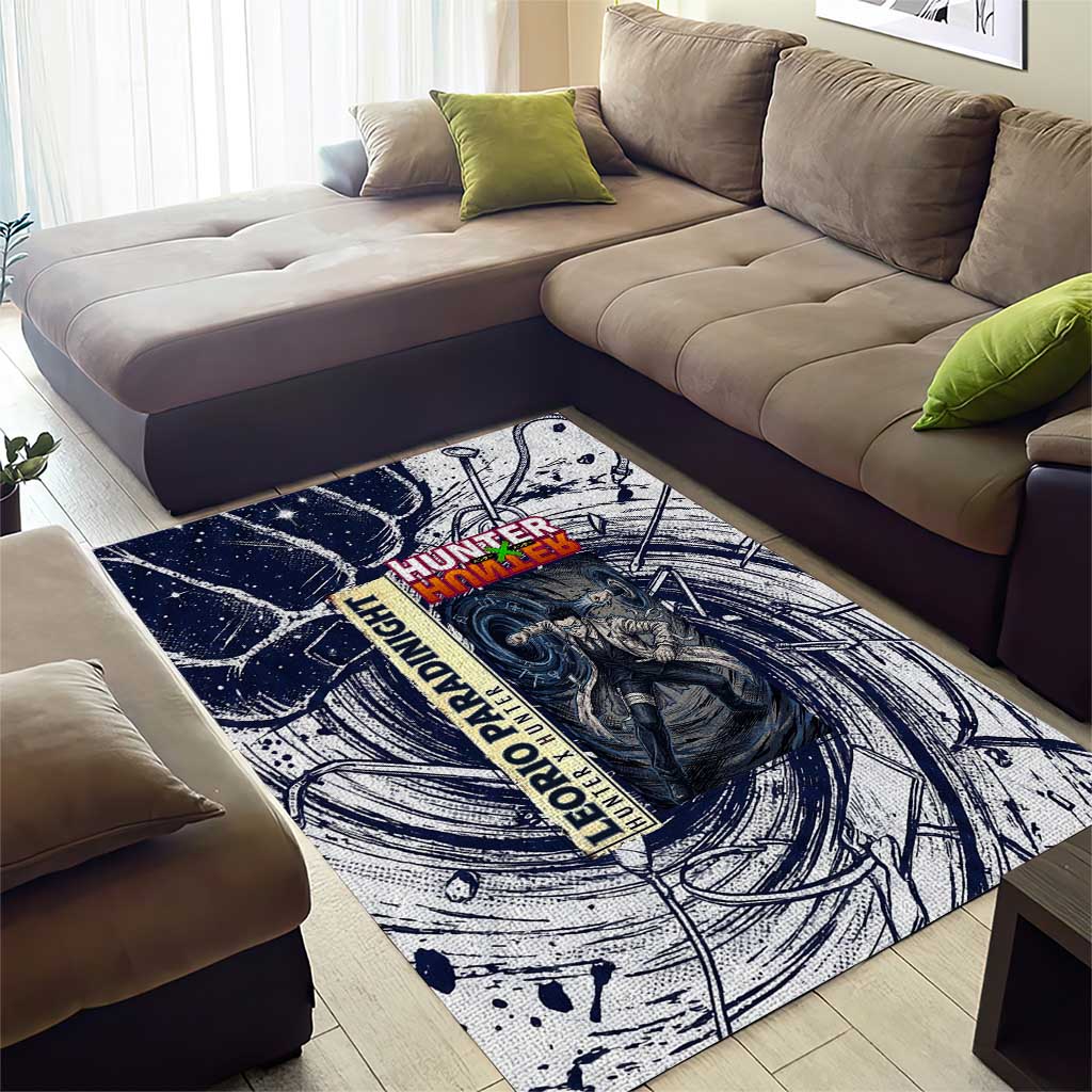 Leorio Paradinight Portal Energy Theme Area Rug with Dynamic Anime Artwork and Blue Grunge Design - The Mazicc