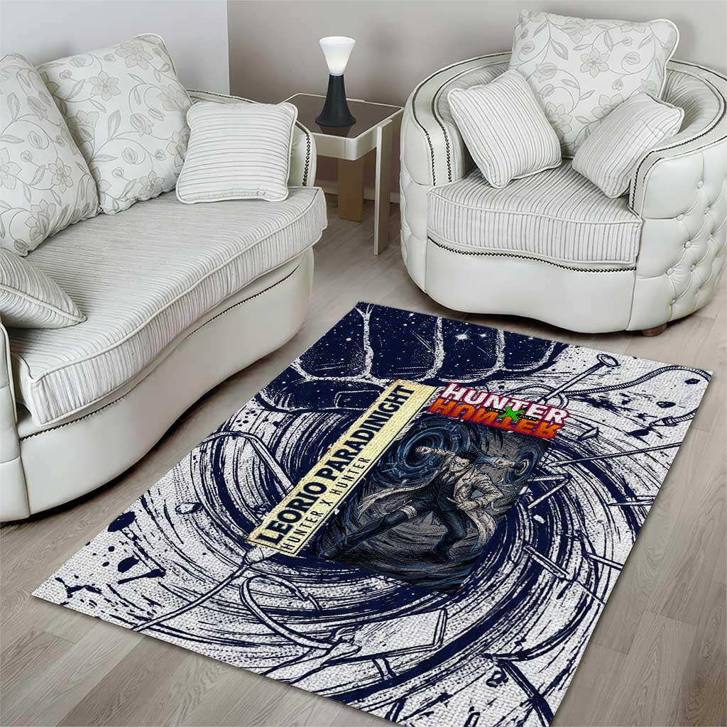 Leorio Paradinight Portal Energy Theme Area Rug with Dynamic Anime Artwork and Blue Grunge Design - The Mazicc
