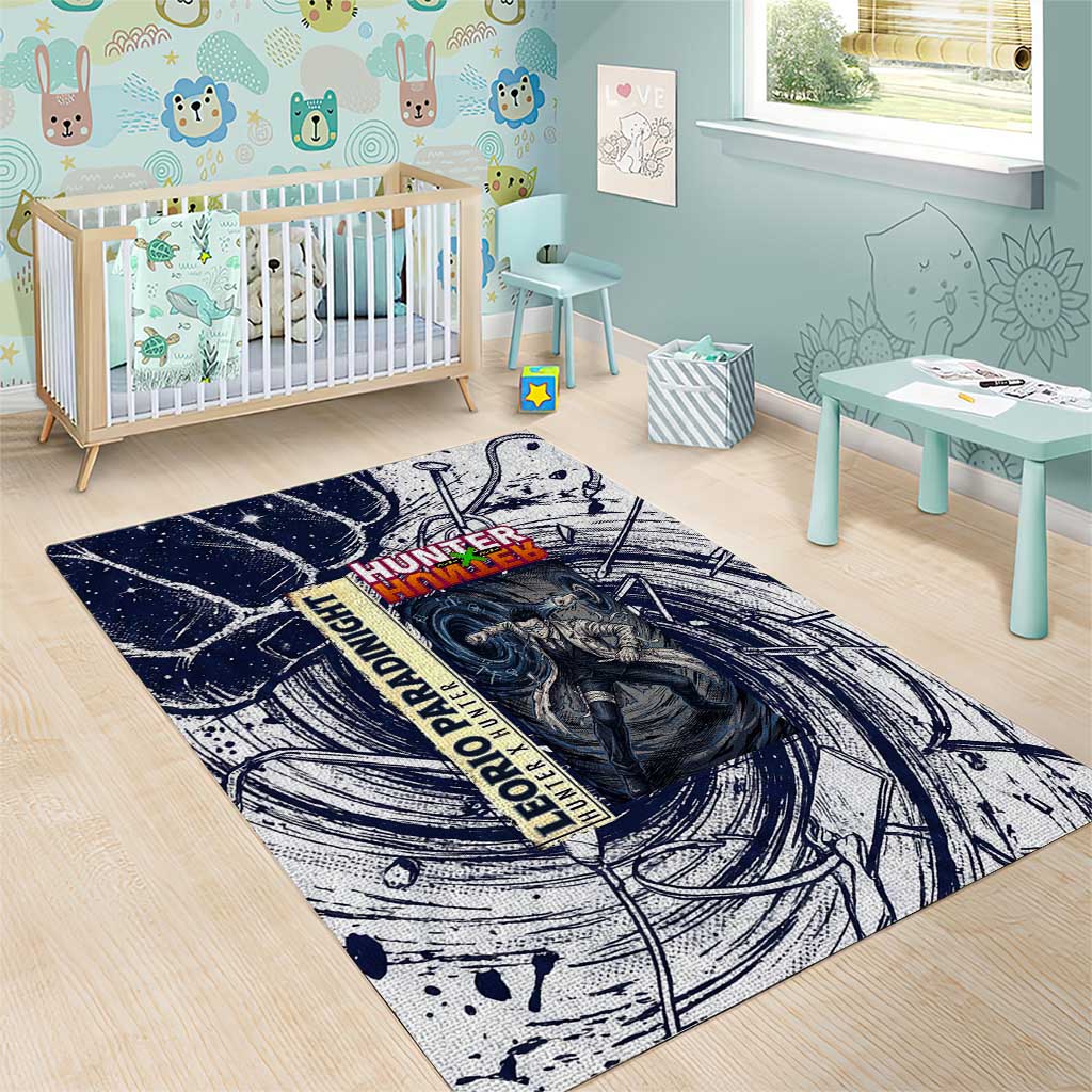 Leorio Paradinight Portal Energy Theme Area Rug with Dynamic Anime Artwork and Blue Grunge Design - The Mazicc