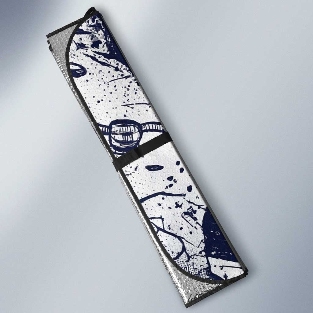 Leorio Paradinight Portal Energy Theme Auto Sun Shade with Dynamic Anime Artwork and Blue Grunge Design - The Mazicc