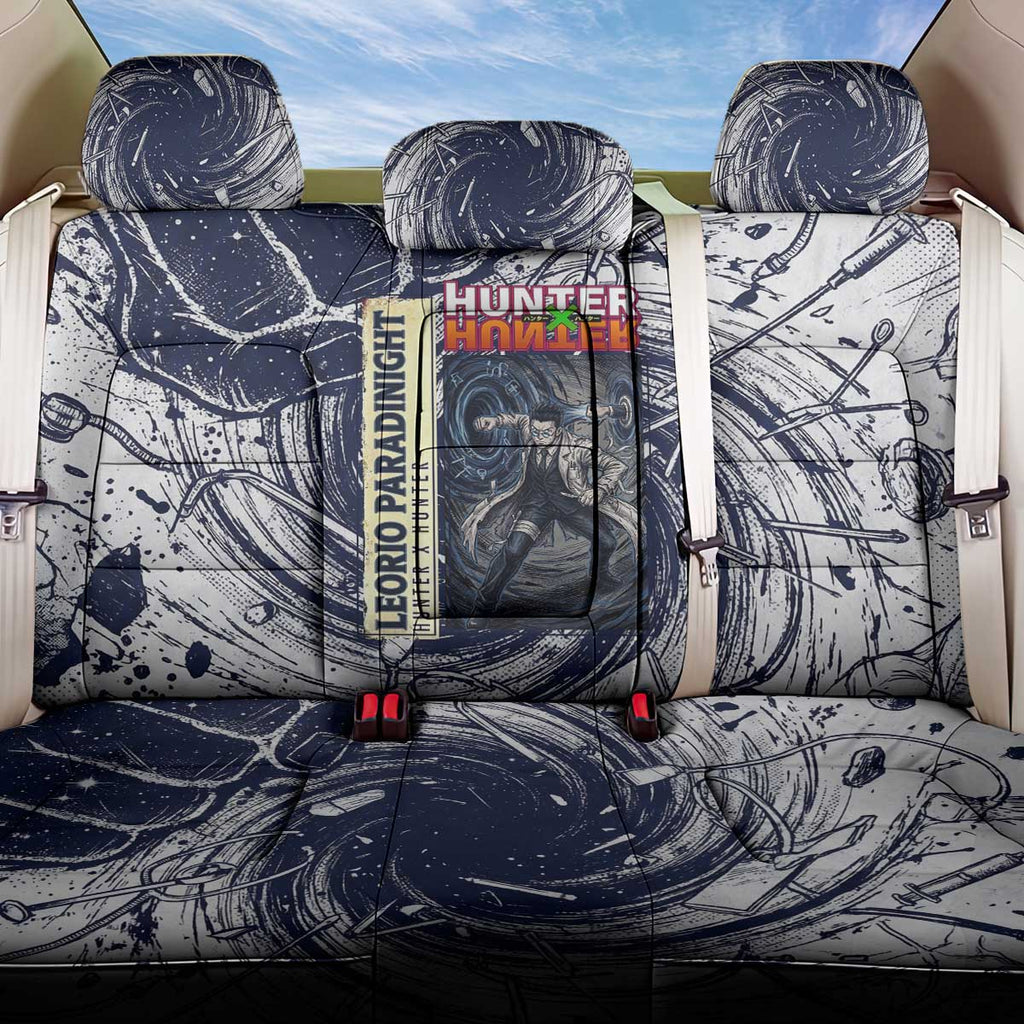 Leorio Paradinight Portal Energy Theme Back Car Seat Cover with Dynamic Anime Artwork and Blue Grunge Design - The Mazicc