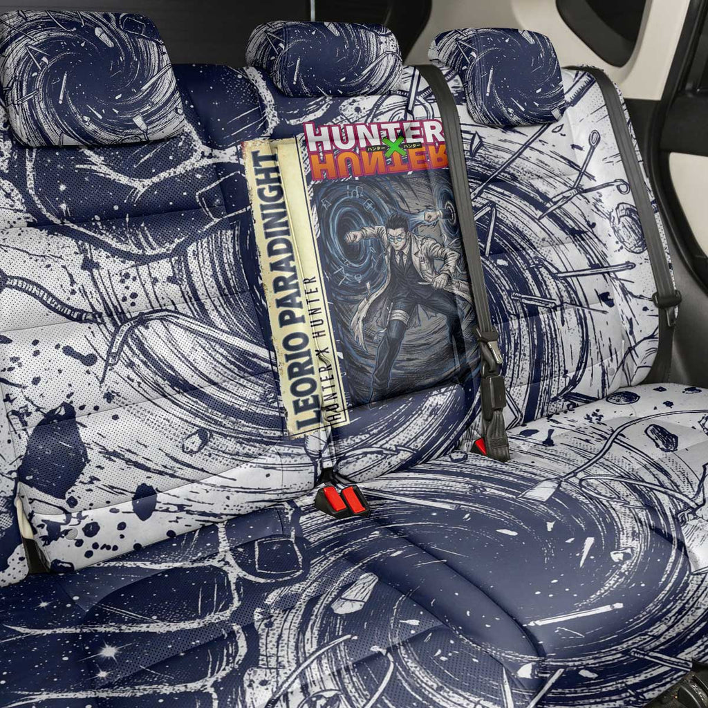 Leorio Paradinight Portal Energy Theme Back Car Seat Cover with Dynamic Anime Artwork and Blue Grunge Design - The Mazicc