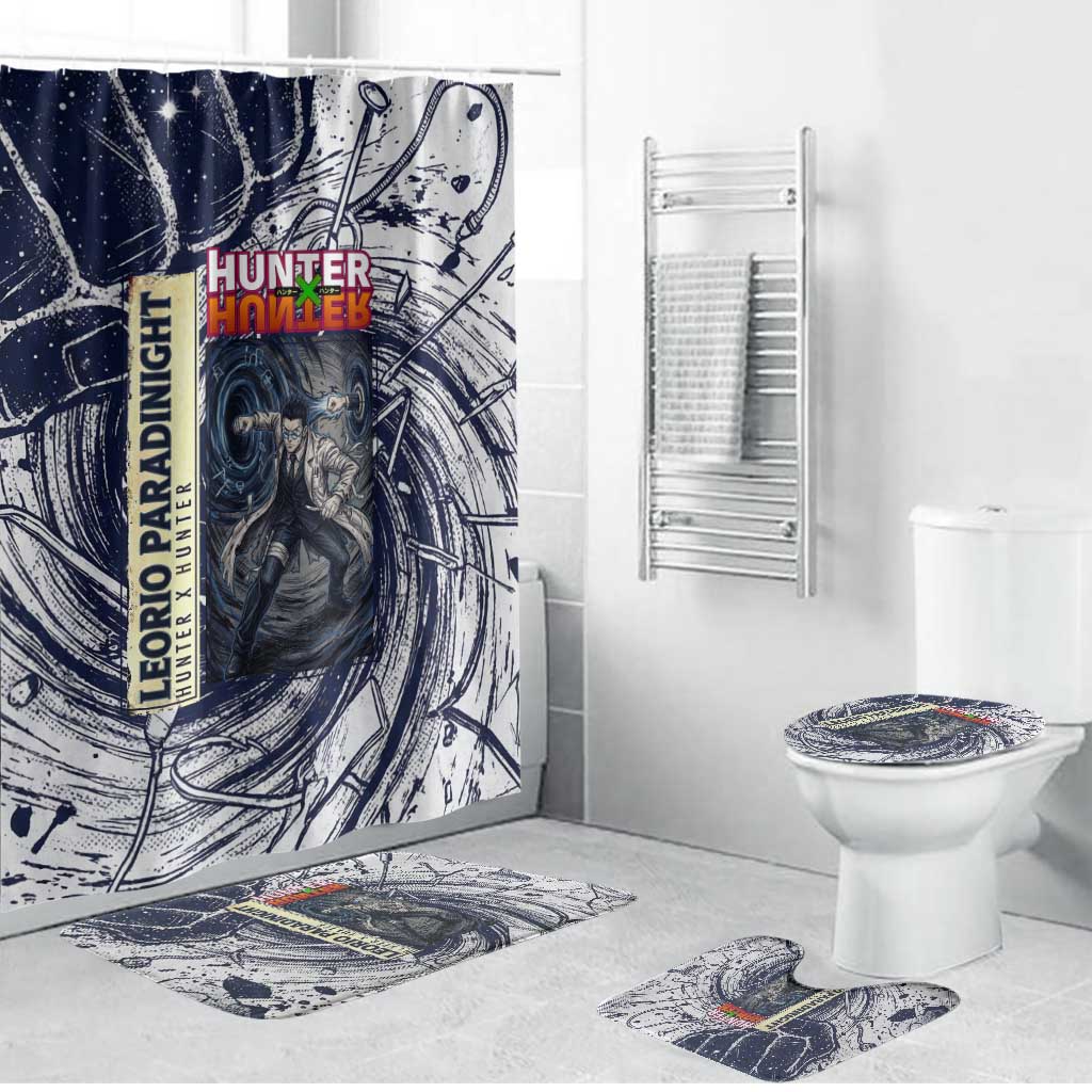 Leorio Paradinight Portal Energy Theme Bathroom Set with Dynamic Anime Artwork and Blue Grunge Design - The Mazicc