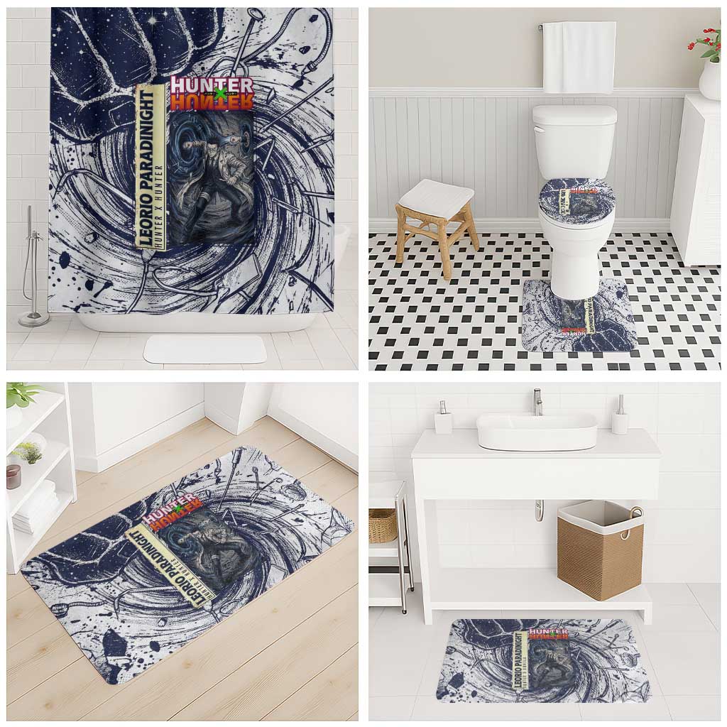 Leorio Paradinight Portal Energy Theme Bathroom Set with Dynamic Anime Artwork and Blue Grunge Design - The Mazicc