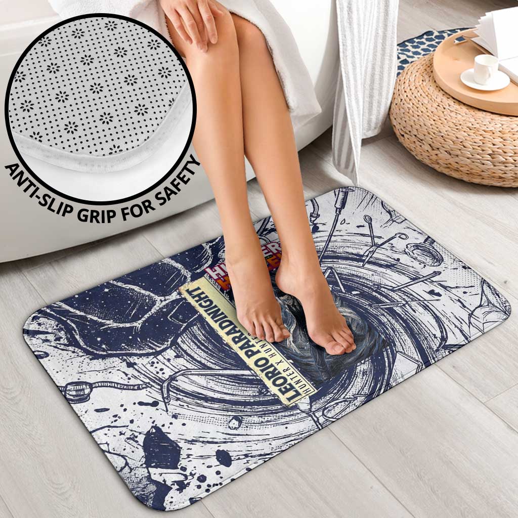 Leorio Paradinight Portal Energy Theme Bathroom Set with Dynamic Anime Artwork and Blue Grunge Design - The Mazicc