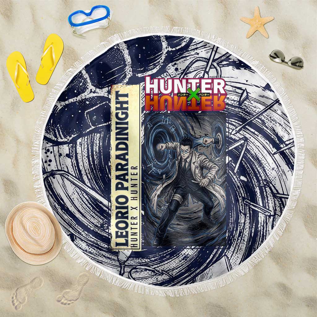 Leorio Paradinight Portal Energy Theme Beach Blanket with Dynamic Anime Artwork and Blue Grunge Design - The Mazicc