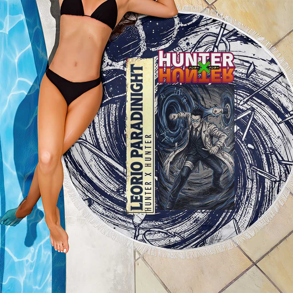 Leorio Paradinight Portal Energy Theme Beach Blanket with Dynamic Anime Artwork and Blue Grunge Design - The Mazicc