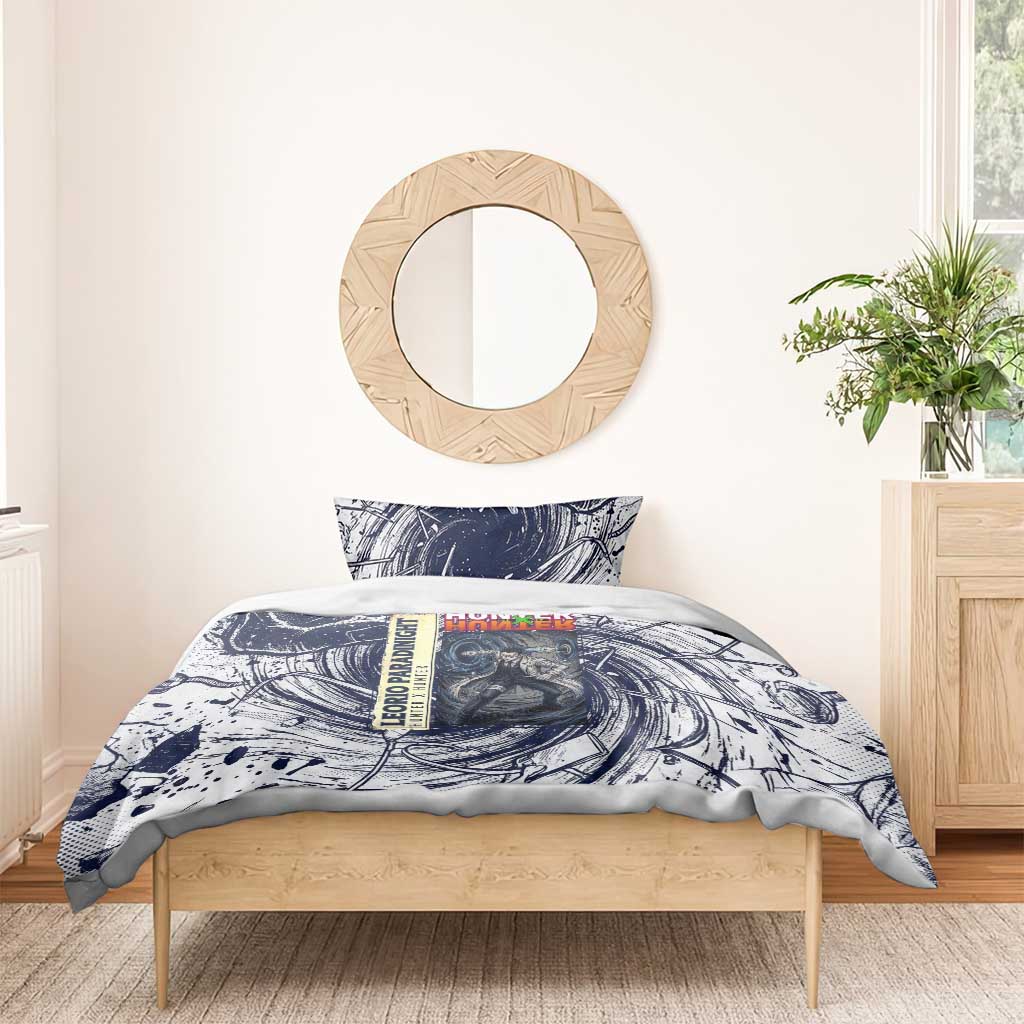 Leorio Paradinight Portal Energy Theme Bedding Set with Dynamic Anime Artwork and Blue Grunge Design - The Mazicc