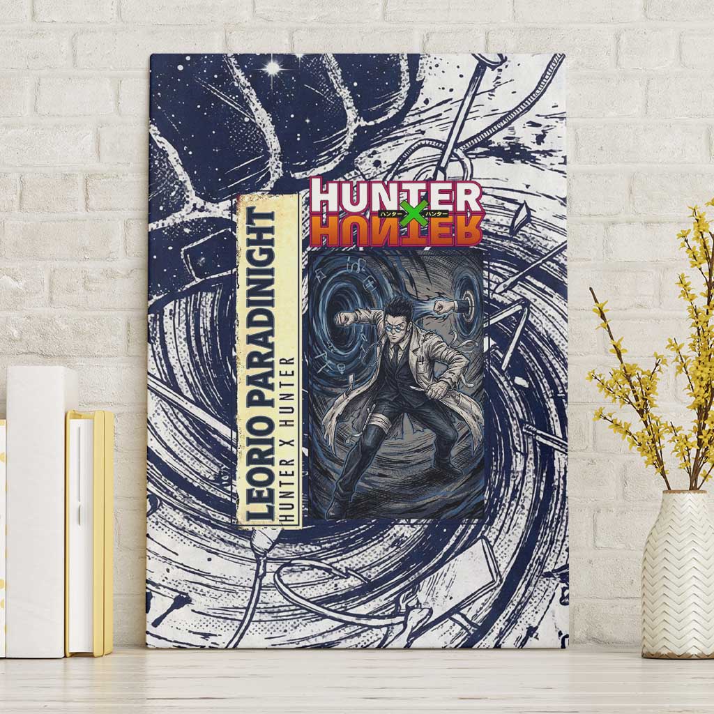 Leorio Paradinight Portal Energy Theme Canvas Wall Art with Dynamic Anime Artwork and Blue Grunge Design - The Mazicc