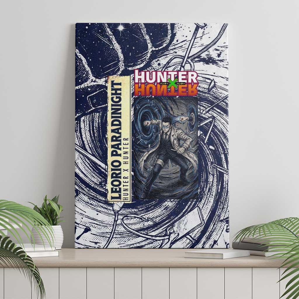 Leorio Paradinight Portal Energy Theme Canvas Wall Art with Dynamic Anime Artwork and Blue Grunge Design - The Mazicc