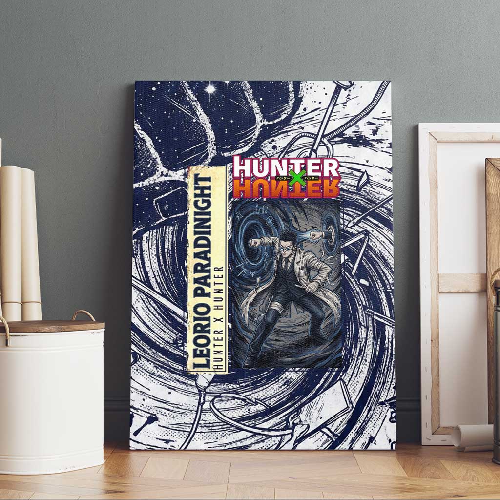 Leorio Paradinight Portal Energy Theme Canvas Wall Art with Dynamic Anime Artwork and Blue Grunge Design - The Mazicc