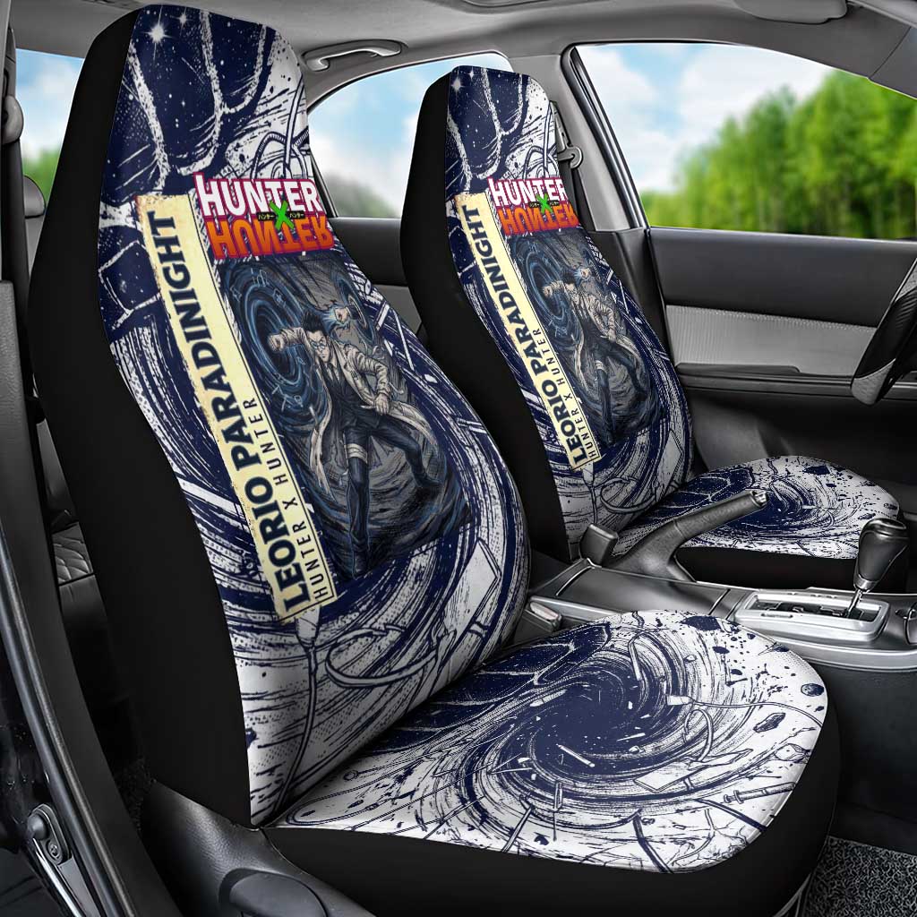 Leorio Paradinight Portal Energy Theme Car Seat Cover with Dynamic Anime Artwork and Blue Grunge Design - The Mazicc