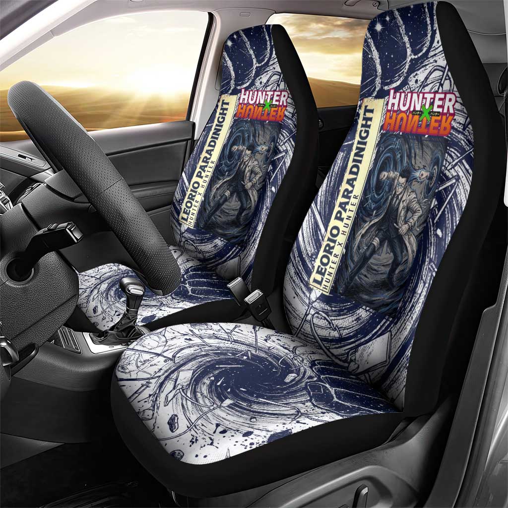 Leorio Paradinight Portal Energy Theme Car Seat Cover with Dynamic Anime Artwork and Blue Grunge Design - The Mazicc