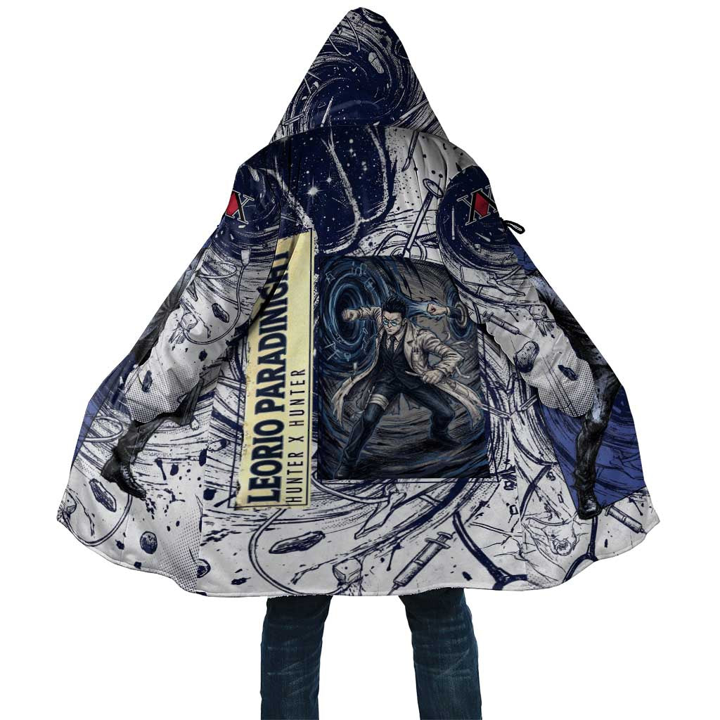 Leorio Paradinight Portal Energy Theme Cloak with Dynamic Anime Artwork and Blue Grunge Design - The Mazicc