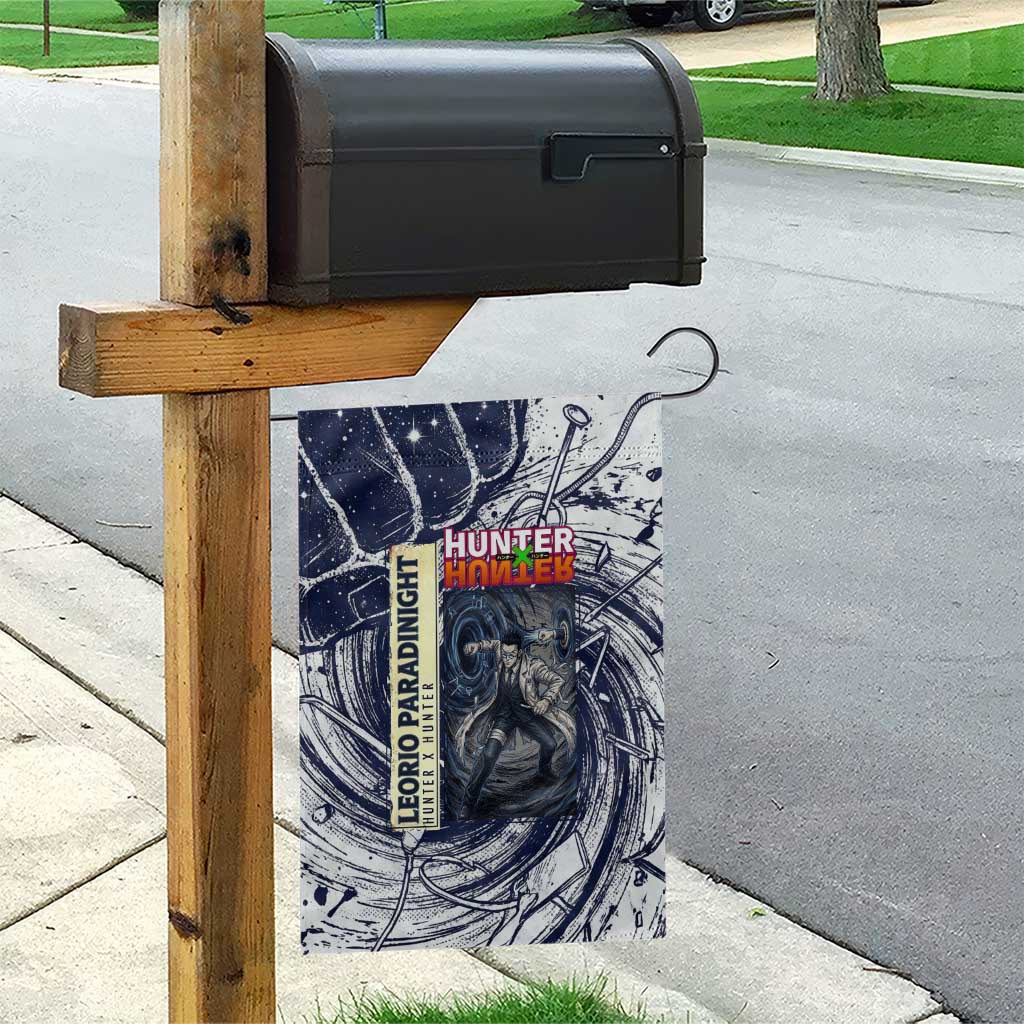 Leorio Paradinight Portal Energy Theme Garden Flag with Dynamic Anime Artwork and Blue Grunge Design - The Mazicc
