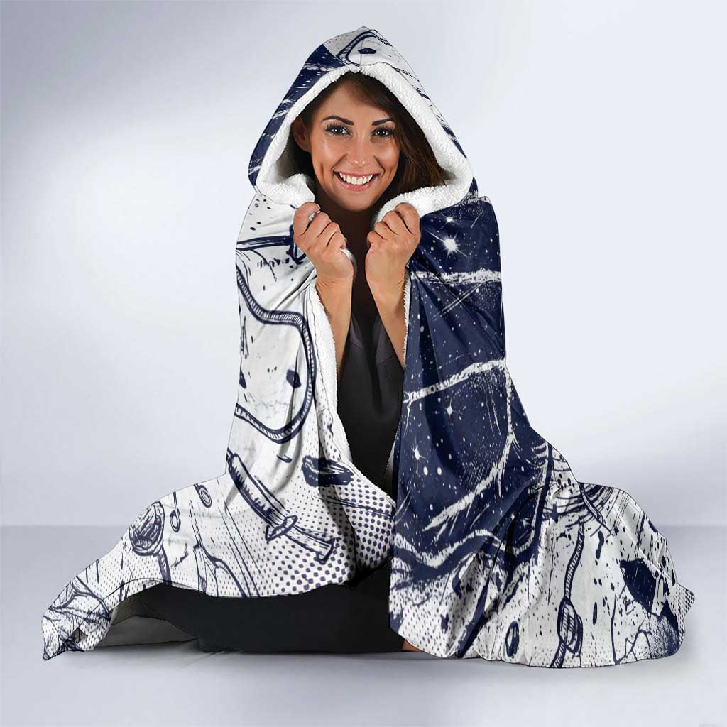 Leorio Paradinight Portal Energy Theme Hooded Blanket with Dynamic Anime Artwork and Blue Grunge Design - The Mazicc
