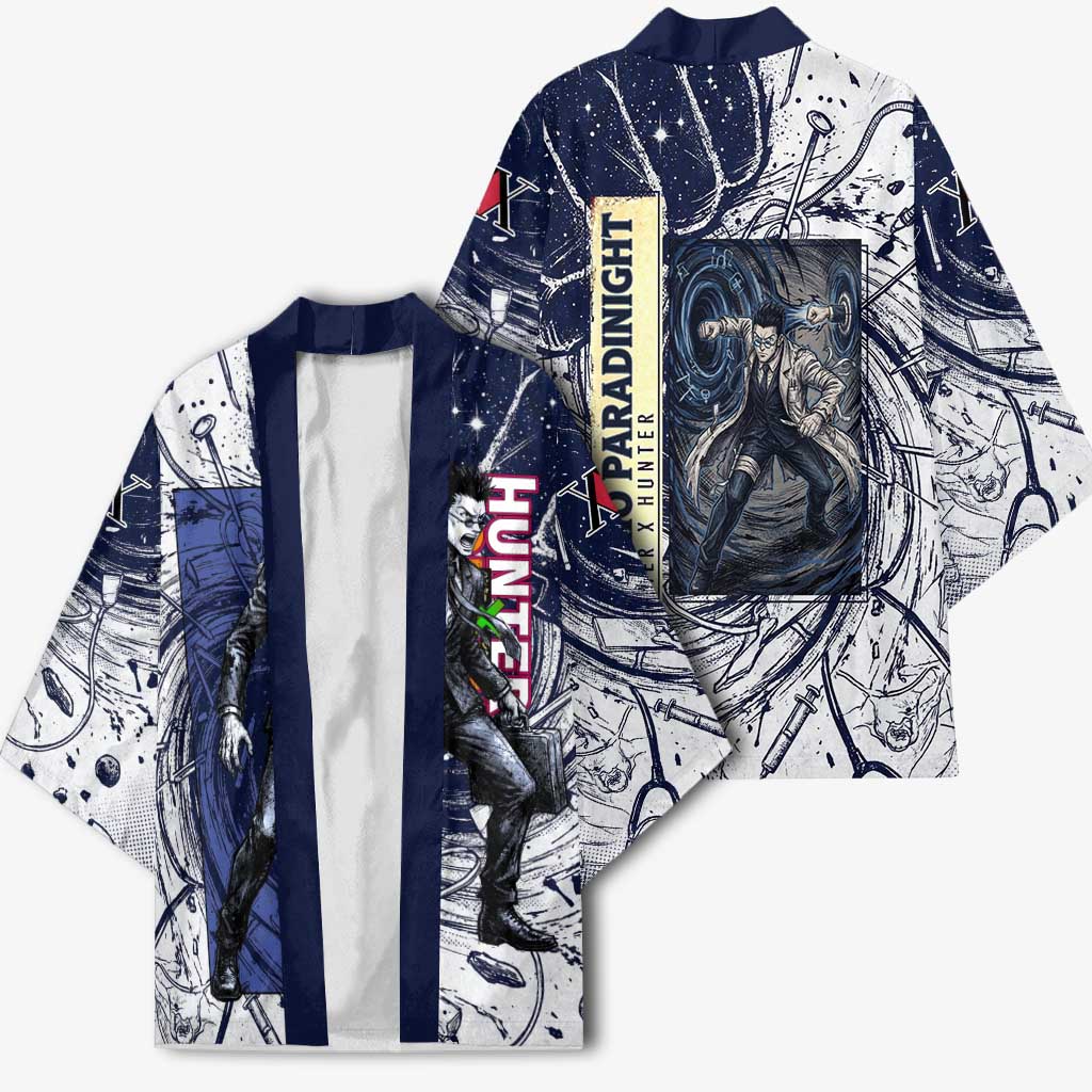 Leorio Paradinight Portal Energy Theme Kimono with Dynamic Anime Artwork and Blue Grunge Design - The Mazicc
