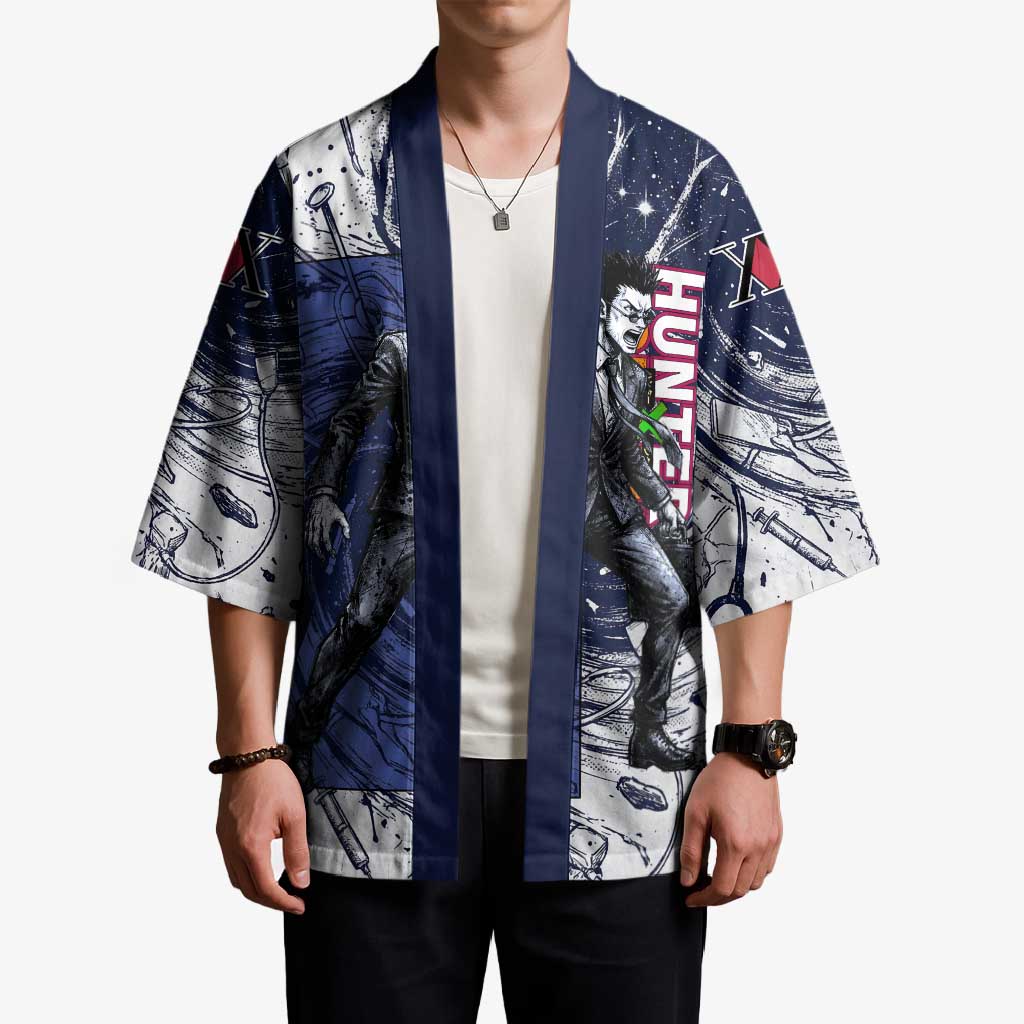 Leorio Paradinight Portal Energy Theme Kimono with Dynamic Anime Artwork and Blue Grunge Design - The Mazicc