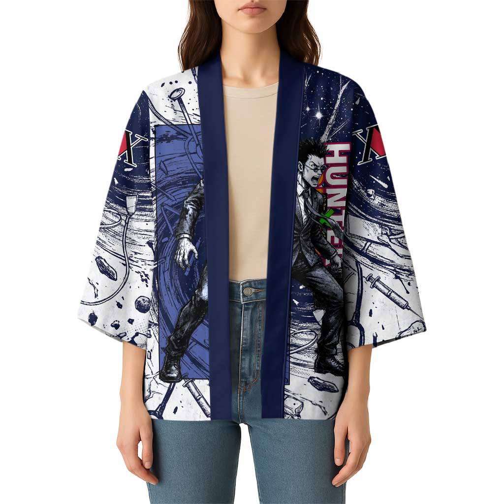 Leorio Paradinight Portal Energy Theme Kimono with Dynamic Anime Artwork and Blue Grunge Design - The Mazicc