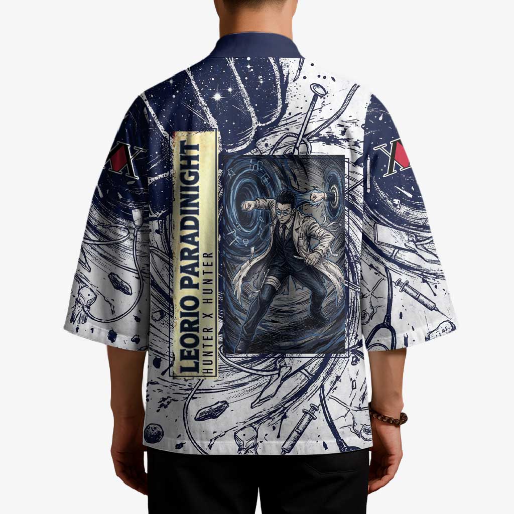 Leorio Paradinight Portal Energy Theme Kimono with Dynamic Anime Artwork and Blue Grunge Design - The Mazicc