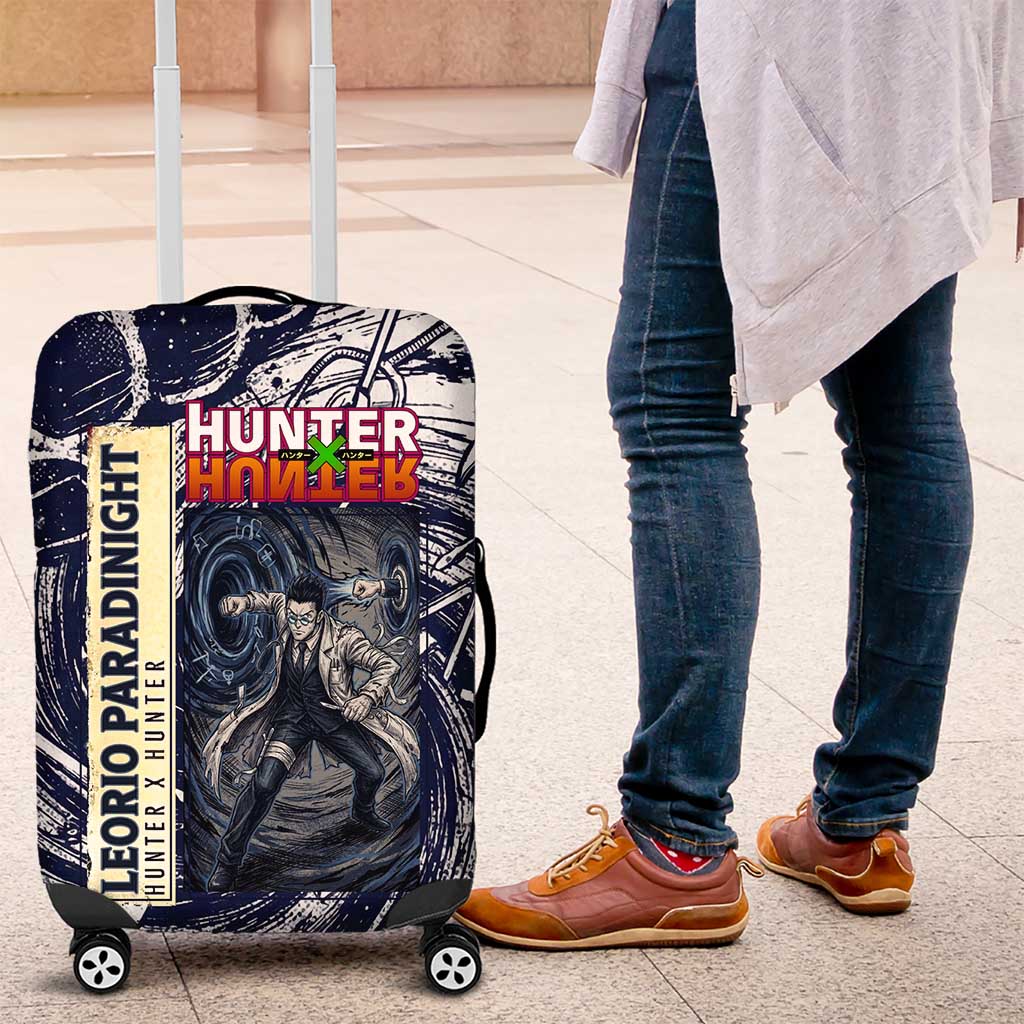 Leorio Paradinight Portal Energy Theme Luggage Cover with Dynamic Anime Artwork and Blue Grunge Design - The Mazicc