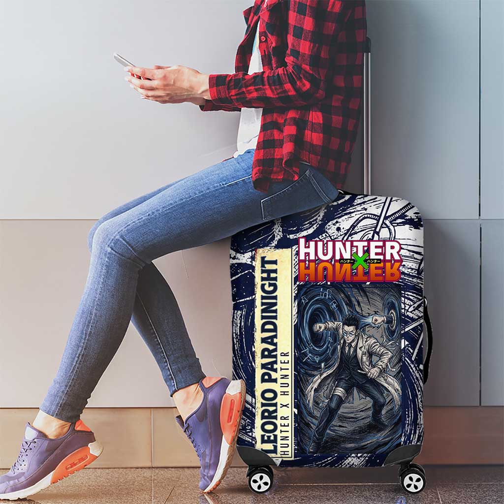 Leorio Paradinight Portal Energy Theme Luggage Cover with Dynamic Anime Artwork and Blue Grunge Design - The Mazicc