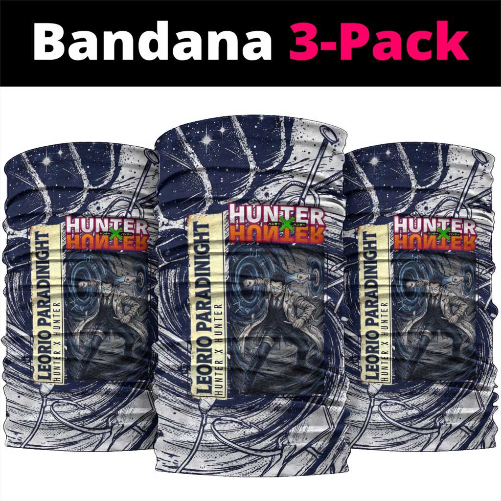 Leorio Paradinight Portal Energy Theme Neck Gaiter with Dynamic Anime Artwork and Blue Grunge Design - The Mazicc
