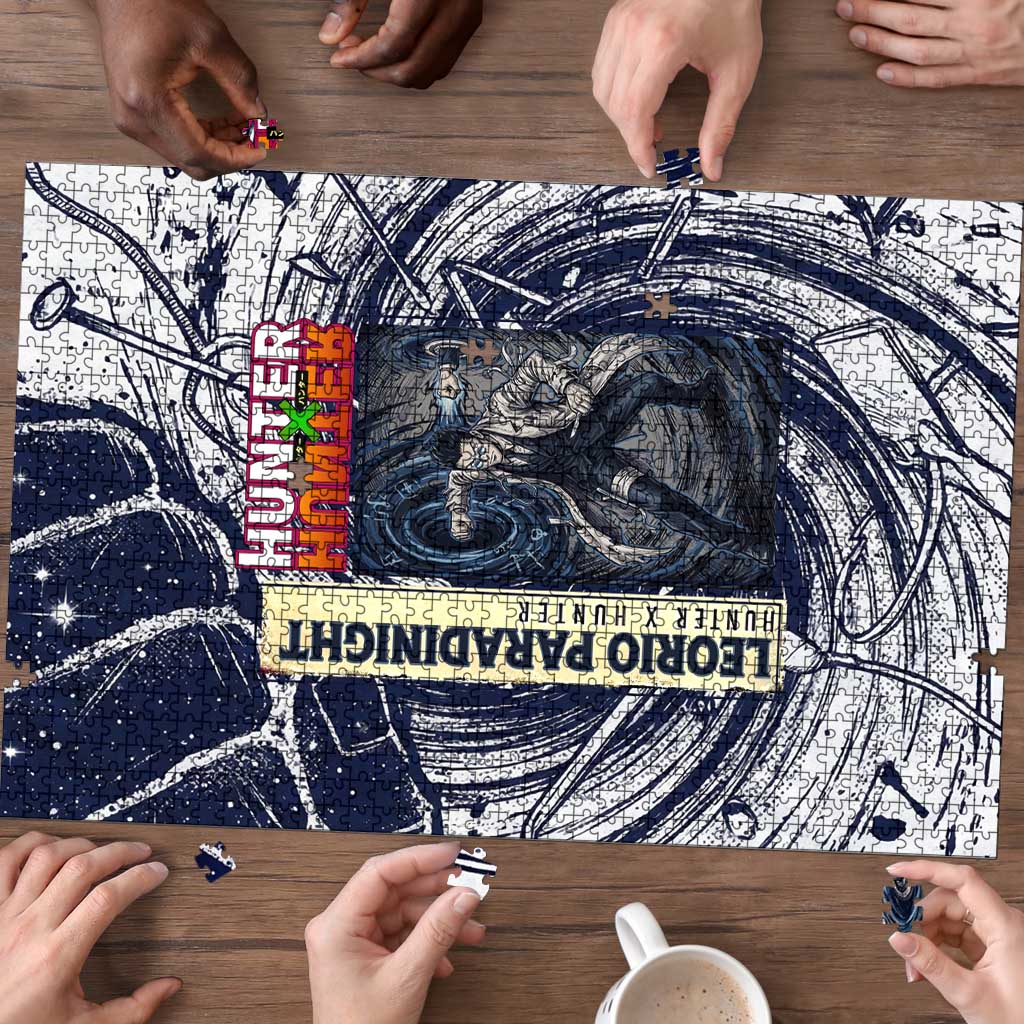 Leorio Paradinight Portal Energy Theme Puzzle with Dynamic Anime Artwork and Blue Grunge Design - The Mazicc