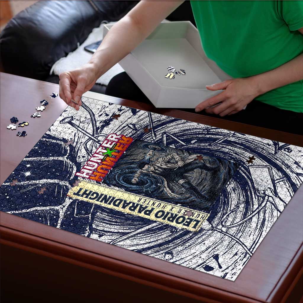 Leorio Paradinight Portal Energy Theme Puzzle with Dynamic Anime Artwork and Blue Grunge Design - The Mazicc