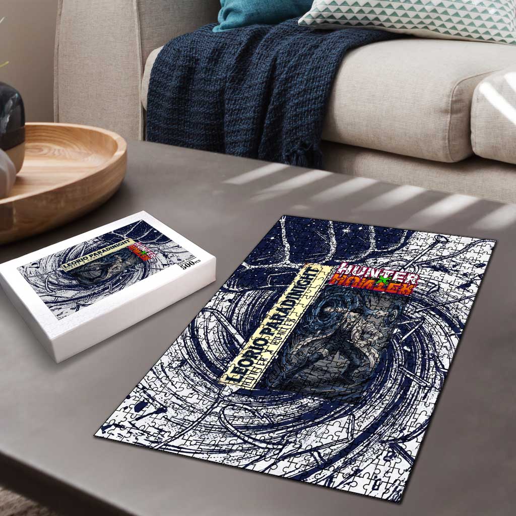 Leorio Paradinight Portal Energy Theme Puzzle with Dynamic Anime Artwork and Blue Grunge Design - The Mazicc