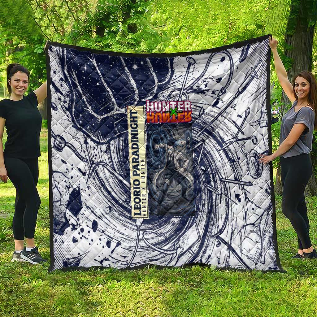 Leorio Paradinight Portal Energy Theme Quilt with Dynamic Anime Artwork and Blue Grunge Design - The Mazicc